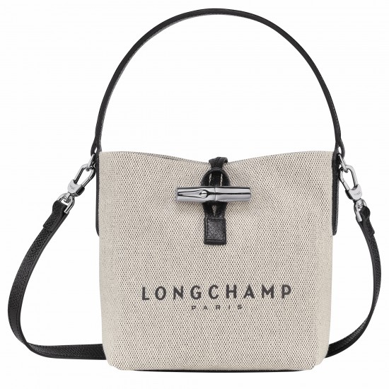 Women Longchamp Roseau Xs Bucket Bag Ecru Canvas