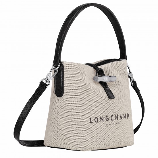 Women Longchamp Roseau Xs Bucket Bag Ecru Canvas