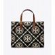 Women Tory Burch T Monogram Contrast Embossed Small Tote Black