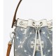 Women Tory Burch Mini T Monogram Denim Bucket Bag Pearl Blue