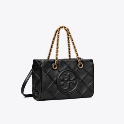 Women Tory Burch Mini Fleming Soft Chain Tote Black