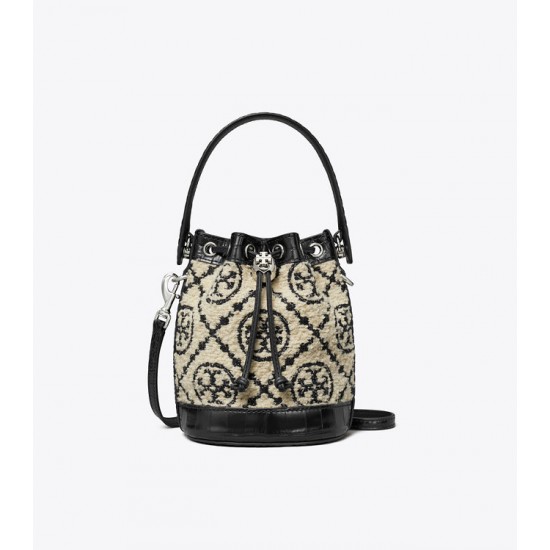 Women Tory Burch T Monogram Bouclé Mini Bucket Bag Black