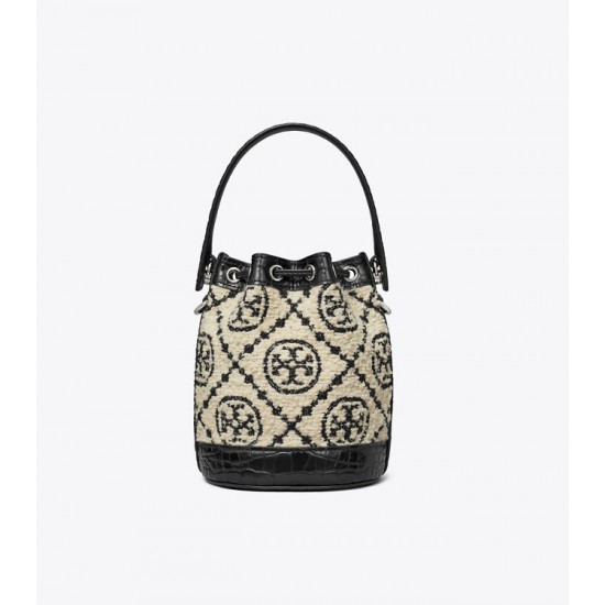 Women Tory Burch T Monogram Bouclé Mini Bucket Bag Black