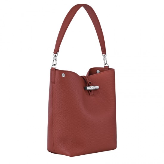 Women Longchamp Le Roseau M Shoulder Bag Chestnut