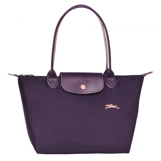 Women Longchamp Le Pliage Club Shoulder Bag Bilberry 70th Anniversary Edition